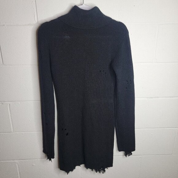 NEW Lovers + Friends Distressed Sweater Dress MEDIUM Revolve Black Wool Blend - Picture 3 of 8